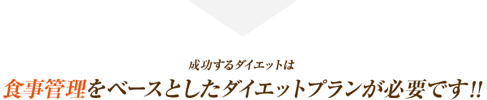 成功するダイエットは食事管理をベースとしたダイエットプランが必要です!!